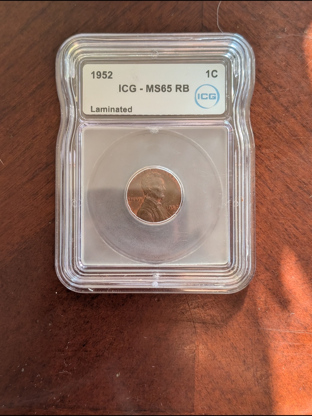 1952 Lincoln Wheat Cent - ICG MS65 RB Laminated